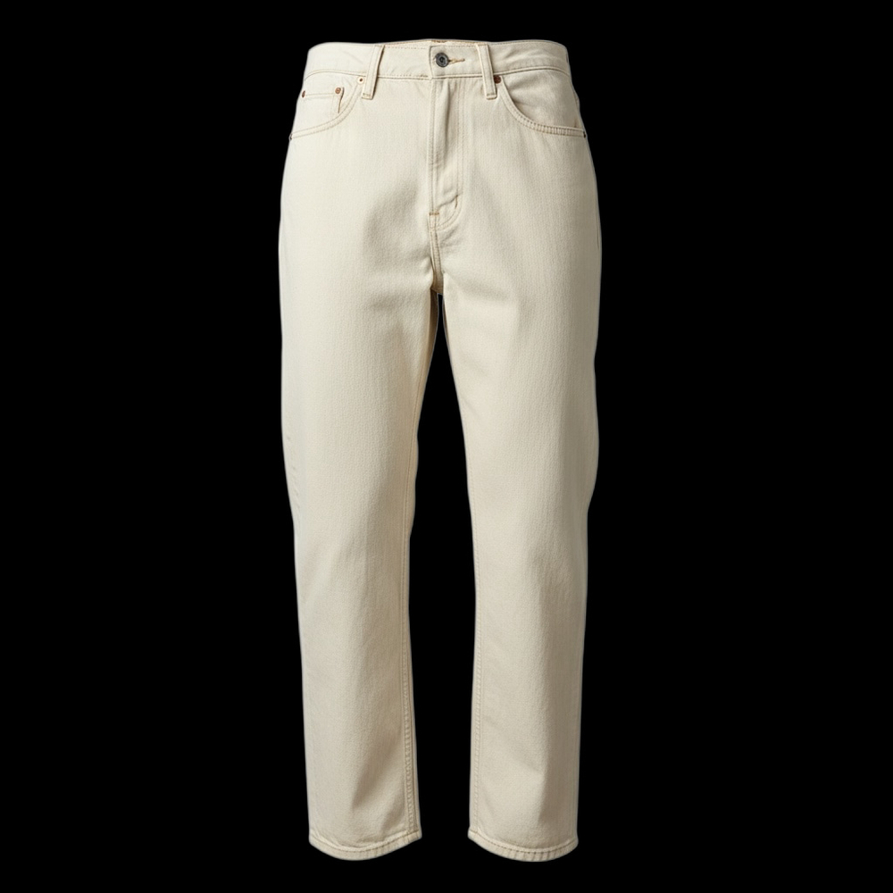 H & M &Denim White Loose Straight High Waist - Size 4